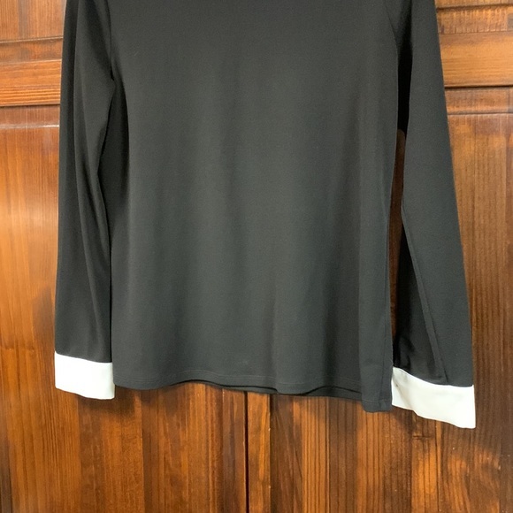 CeCe Black Long Sleeve Color Block Pleated Collar Top size small - Picture 4 of 13